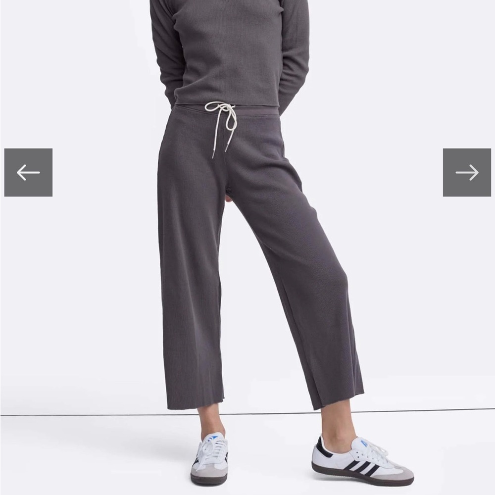 NWT MATE the Label Organic Thermal Wide Leg Pant in Charcoal